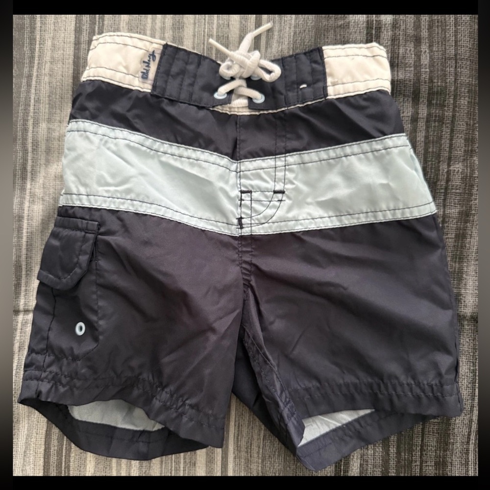 OLD NAVY Baby Boy Blue Striped Swimming Trunks 3-6 Months